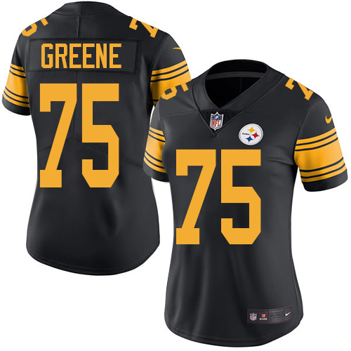 Women's Elite Joe Greene Nike Jersey Black - #75 Rush NFL Pittsburgh Steelers